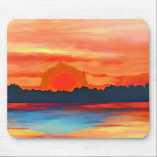 Vivid Ocean Sunset i Fiery Orange Musmatta