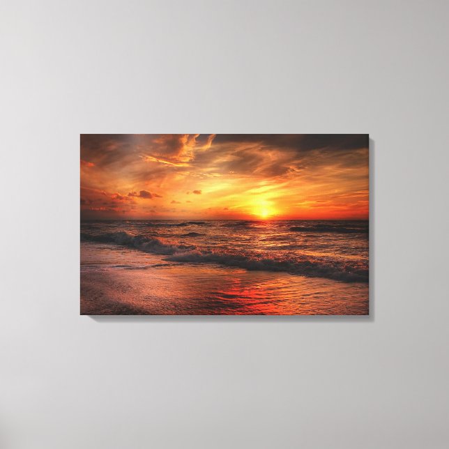 Vivid Orange Beach Sunset Canvas (Framsida)