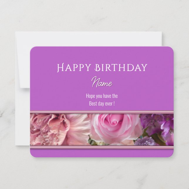 Vivid Orchid Happy Birthday Greeting Card (Framsida)