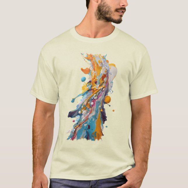Vivid Paint Splash Abstract T Shirt (Framsida)