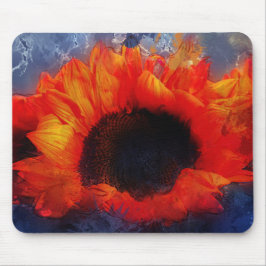 Vivid Painterly Orange Sunblommor Mouse Pad Musmatta