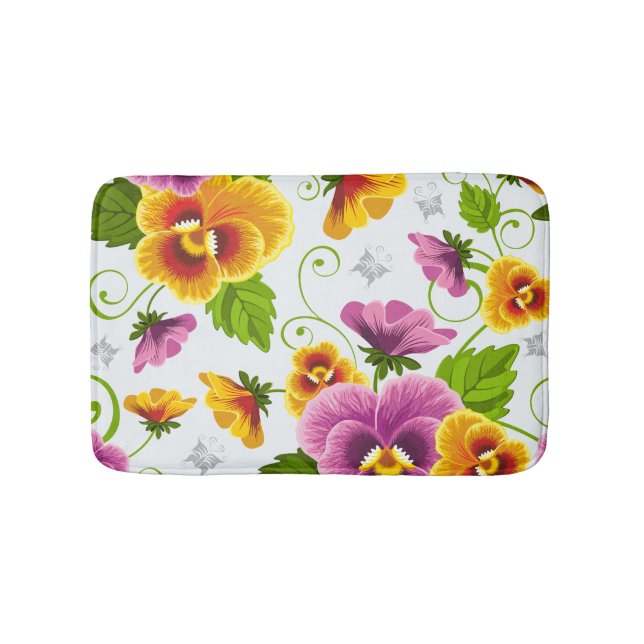 Vivid Pansy-blommor Badrumsmatta (Framsidan)