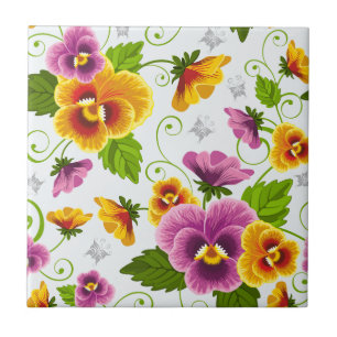 Vivid Pansy-blommor Kakelplatta