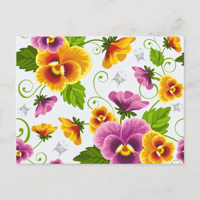 Vivid Pansy-blommor Vykort (Framsida)