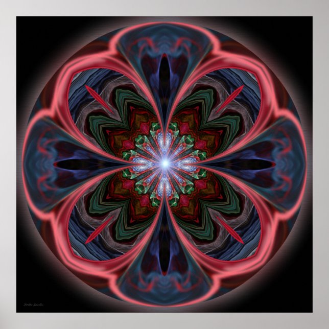 Vivid Petals Mandala - Skriv ut Poster (Framsidan)