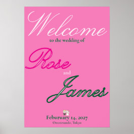 Vivid Pink Y2K Anime Gothic Cat Wedding ポスター Poster