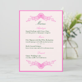 Vivid Pink Y2K Anime Gothic Cat Wedding Menu Inbjudningar