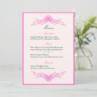 Vivid Pink Y2K Anime Gothic Cat Wedding Menu Inbjudningar