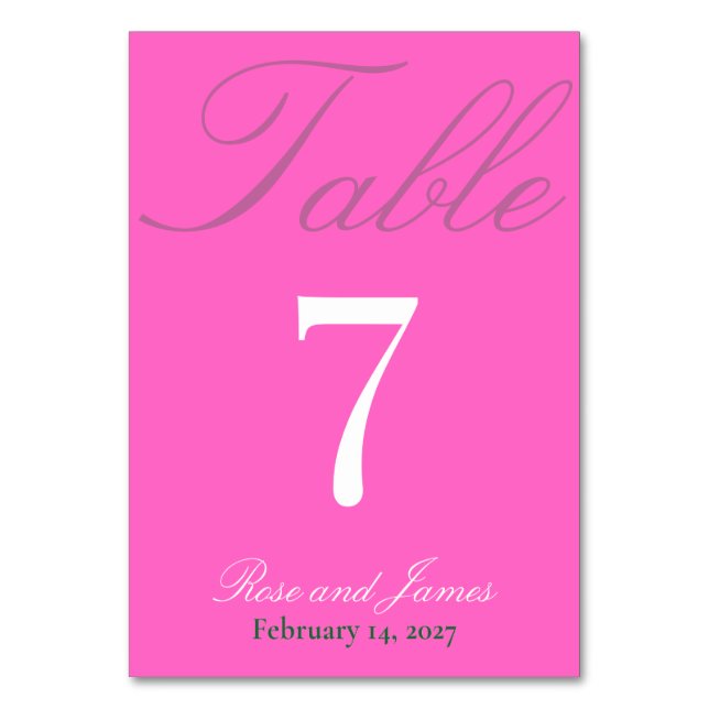 Vivid Pink Y2K Gothic Wedding Bordsnummer (Framsidan)