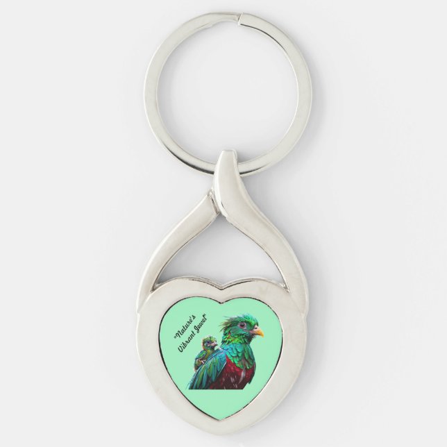 "Vivid Plume" Twisted Heart Silverfärgad Nyckelring (Framsidan)