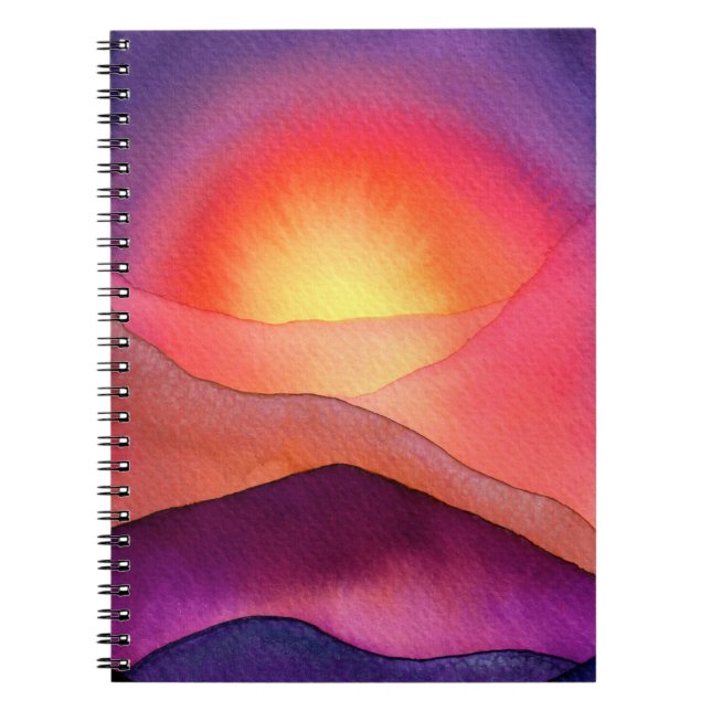 Vivid Purple And Orange Sunset Notebook Anteckningsbok (Framsidan)