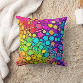 Vivid Rainbow Bubble Abstraction Kudde