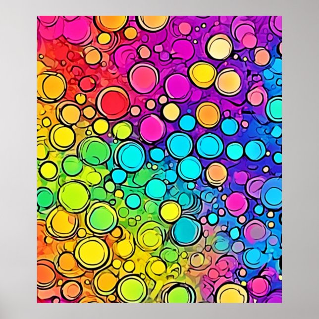 Vivid Rainbow Bubble Abstraction Poster (Framsidan)