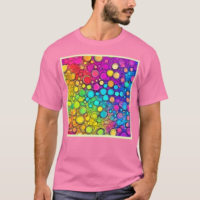 Vivid Rainbow Bubble Abstraction T Shirt (Framsida)