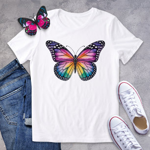 Vivid Rainbow Butterfly T Shirt