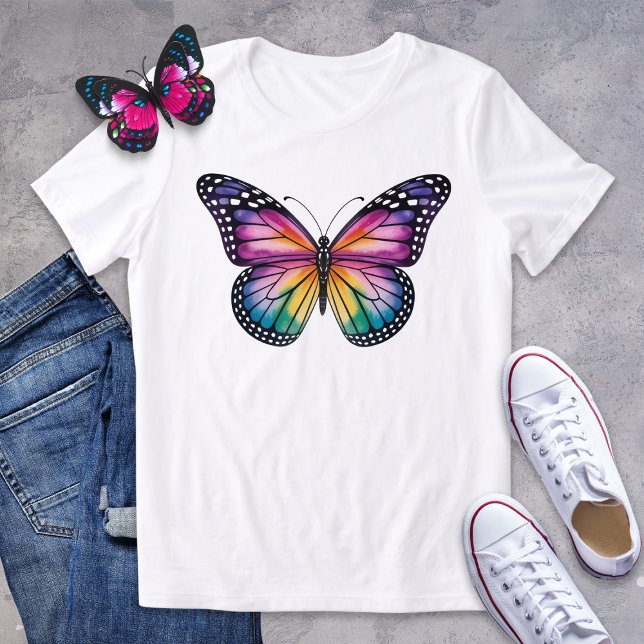 Vivid Rainbow Butterfly T Shirt (Skapare uppladdad)