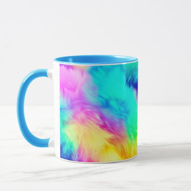 Vivid Rainbow Fluffy Fur Texture-75201 Mugg (Vänster)