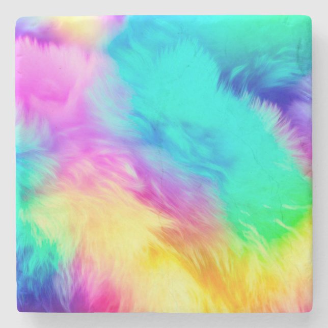 Vivid Rainbow Fluffy Fur Texture-75201 Stenunderlägg (Framsidan)
