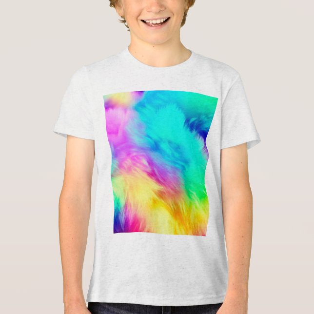Vivid Rainbow Fluffy Fur Texture-75201 T Shirt (Framsida)