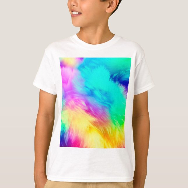 Vivid Rainbow Fluffy Fur Texture-75201 T Shirt (Framsida)