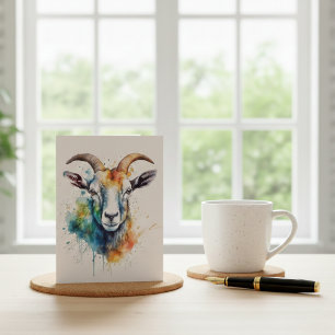 Vivid Rainbow Goat Porträtt Vykort