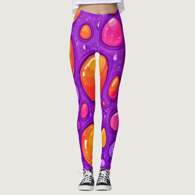Vivid RainDrop Tecknad Art Leggings (Framsida)
