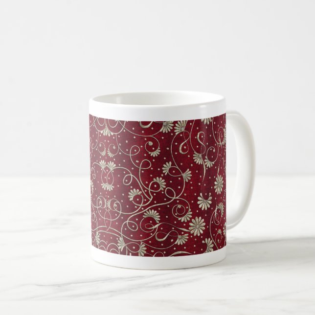 Vivid Red-Blommönster för fetstil i köksdekan Kaffemugg (Framsida höger)