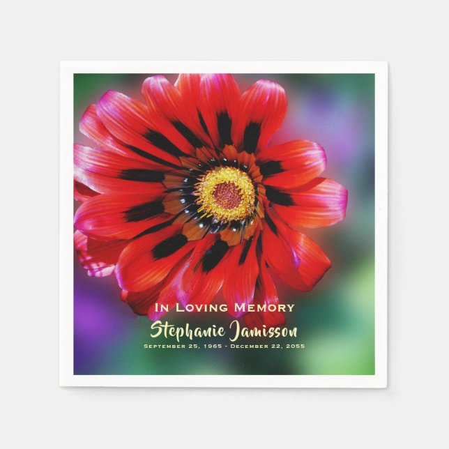 Vivid Red Flower Gazania Firande of Life Papper Pappersservett (Framsidan)