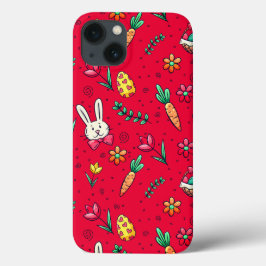 Vivid Red Påsk Mönster Phone Case