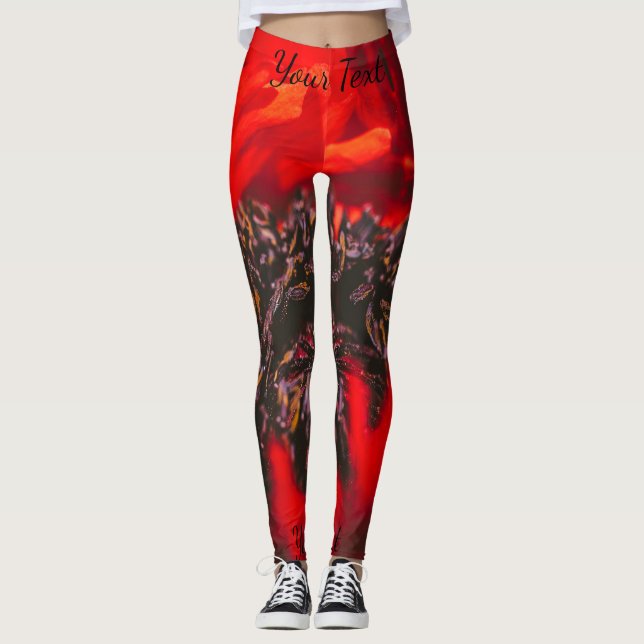 Vivid Red Poppy Stamen Leggings (Framsida)