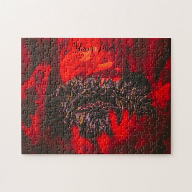 Vivid Red Poppy Stamen Pussel (Horisontell)