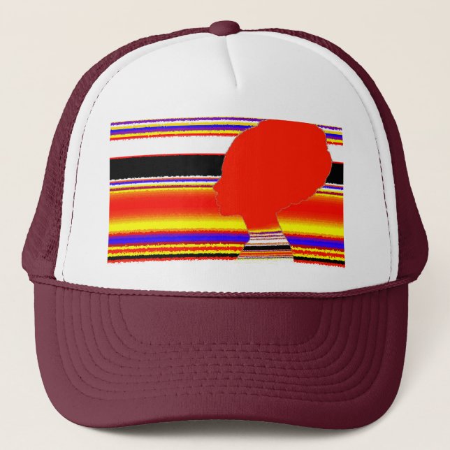 Vivid Red Profile – Pop Art Trucker Cap Keps (Framsida)