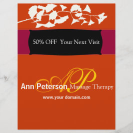 Vivid Red Söt Gingko Bold Monogram Reklamblad