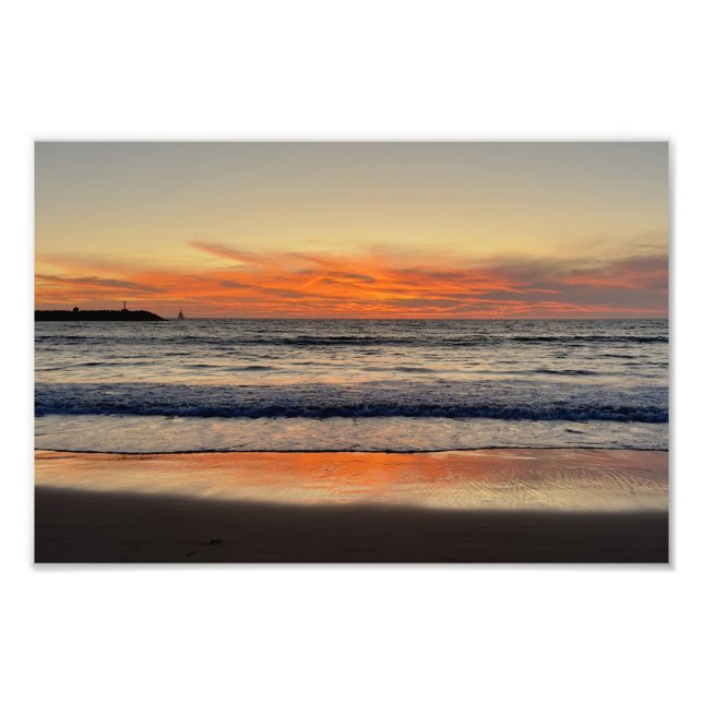 Vivid Red Sunset - Venedig Beach, CA Fototryck (Framsidan)