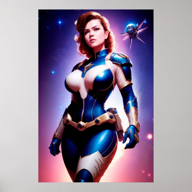 Vivid Retro 50:s Female Sci Fi Space-Skogsvaktare Poster (Framsidan)