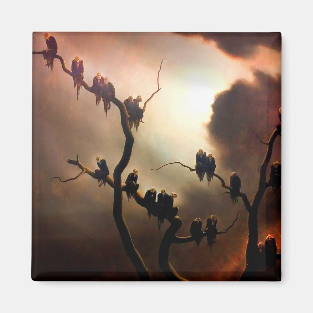 Vivid Retro - Spöken i Träd Magnet (Framsidan)