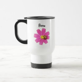 Vivid Rosa Cosmos Flower med en Bee-Personlig Resemugg