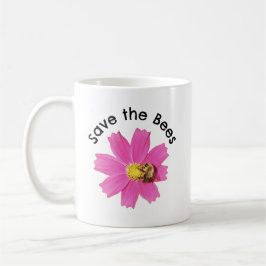 Vivid Rosa Cosmos Flower Spara the Bees Kaffemugg