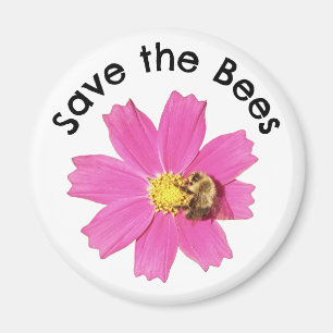 Vivid Rosa Cosmos Flower Spara the Bees Magnet