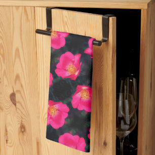 Vivid Rosa ros Petals Abstrakt Blommönster Kökshandduk
