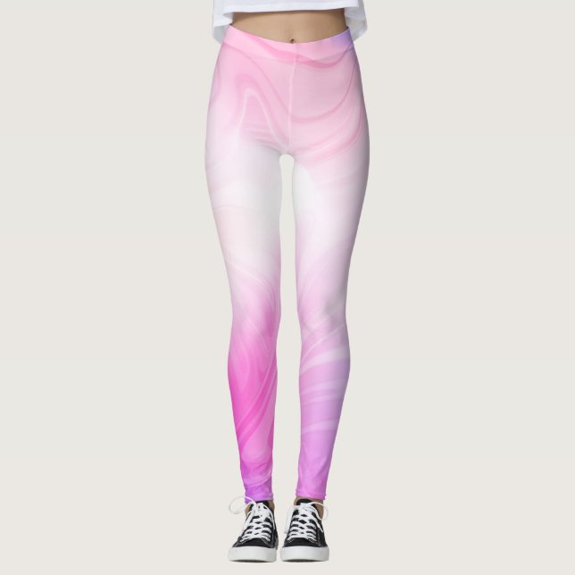 Vivid Rosa Swirl: Women's Fitness Leggings (Framsida)