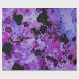 Vivid Shimmering Black och Lila Bläck Stänk Presentpapper