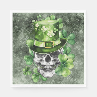 Vivid Skull with Green Hat Illustration Pappersservett