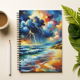 Vivid Stormy Beach Painting Notebook Anteckningsbok