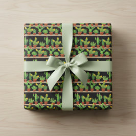 Vivid Succulent och Cactus Wrapping Papper Presentpapper