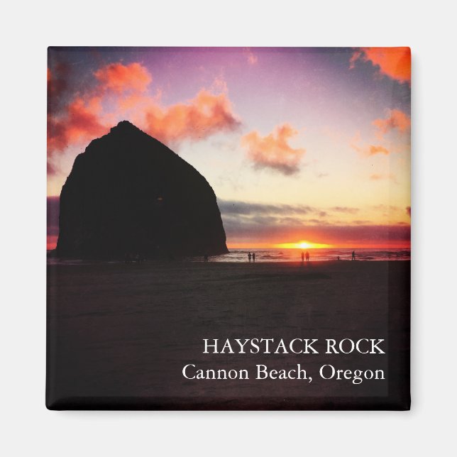 Vivid Sunset Haystack Sten Oregon 2 tums Magnet (Framsidan)
