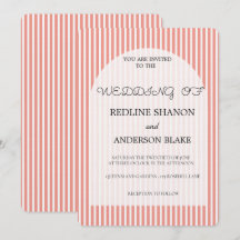 Vivid Tangerine Blush Striped Elegant Wedding