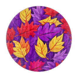 Vivid Tecknad Löv: Lila, Gult, Röd