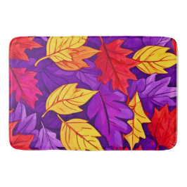 Vivid Tecknad Löv: Lila, Gult, Röd Badrumsmatta