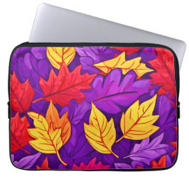 Vivid Tecknad Löv: Lila, Gult, Röd Laptop Fodral